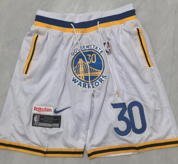 Stephen Curry Basketball Shorts#30 Golden State Warriors Retro White