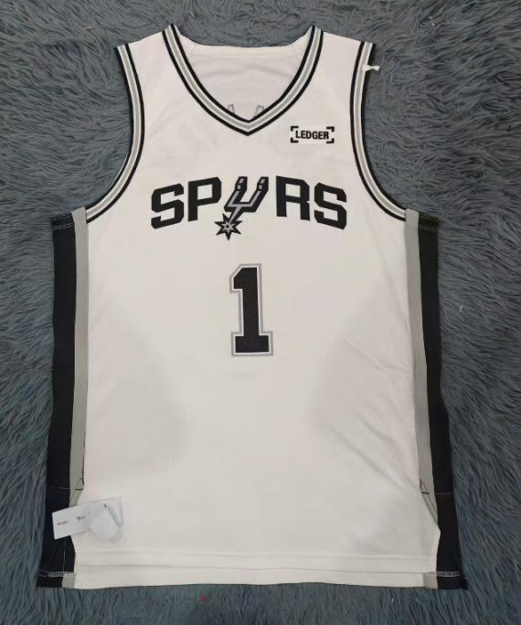 Victor Wembanyama Basketball Jersey #1 San Antonio Spurs White Ledger