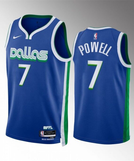 Dwight Powell Basketball Jersey #7 Dallas Mavericks 2023 Blue City Edition