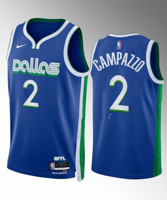 Facundo Campazzo Basketball Jersey #2 Dallas Mavericks 2023 Blue City Edition