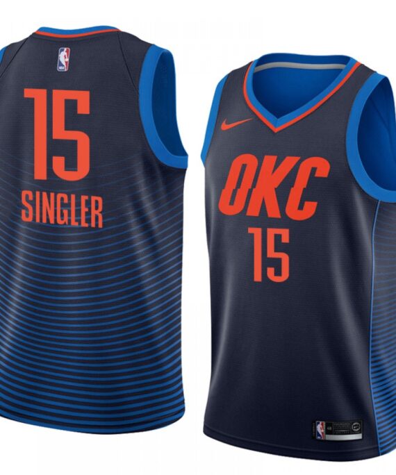 Kyle Singler Basketball Jersey #15 Oklahoma City Thunder Dark Blue With Stripes