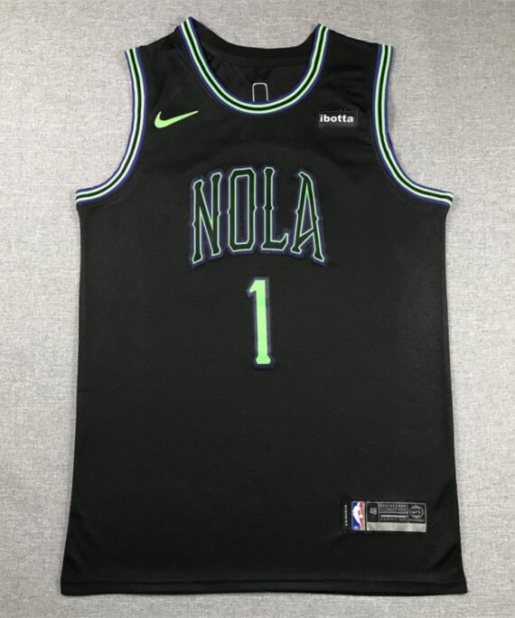 Zion Williamson Basketball Jersey #1 New Orleans Pelicans 2024 City Edition Black