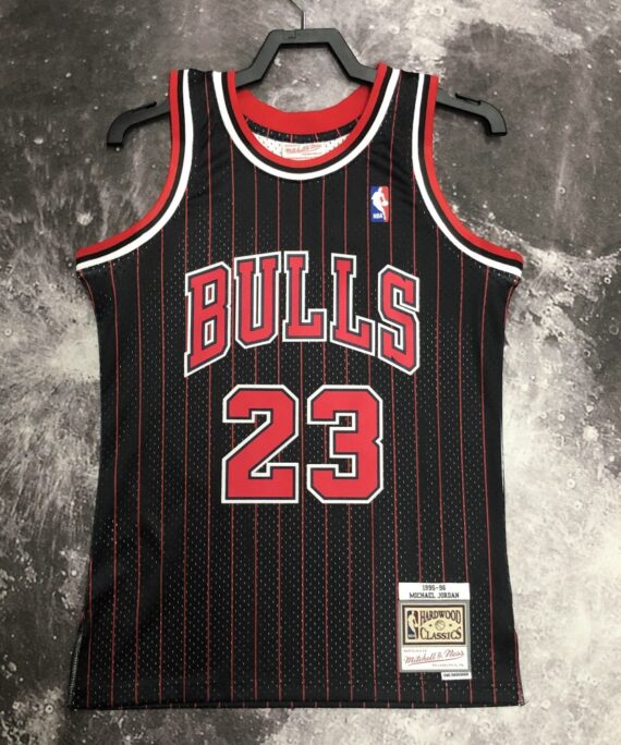 Michael Jordan Basketball Jersey #23 Chicago Bulls 1996 Black with Red Stripes