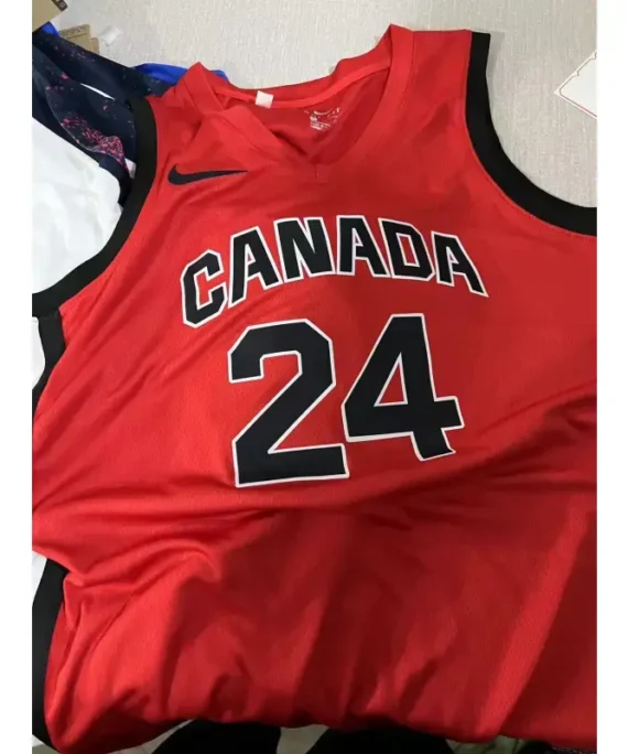 Dillon Brooks Basketball Jersey #24 Canada 2024 Olympic Edition Paris Red