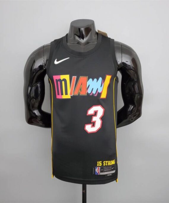 Dwyane Wade Basketball Jersey #3 Miami Heat 2022 City Edition Black
